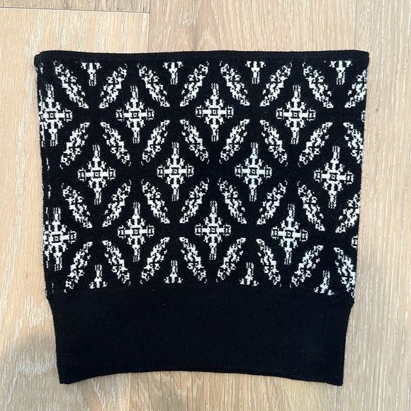 Savvi Snowflake Knit Black White Strapless Tube Top Bandeau Small Free People - Picture 5 of 7